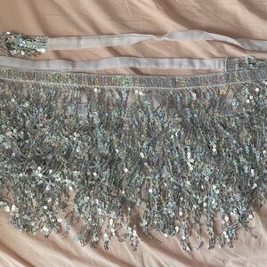 Sequin tie waist skirt
